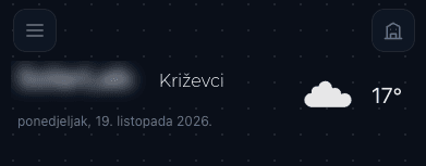 Zaglavlje elektrane u portalu s trenutnim vremenom i temperaturom na lokaciji